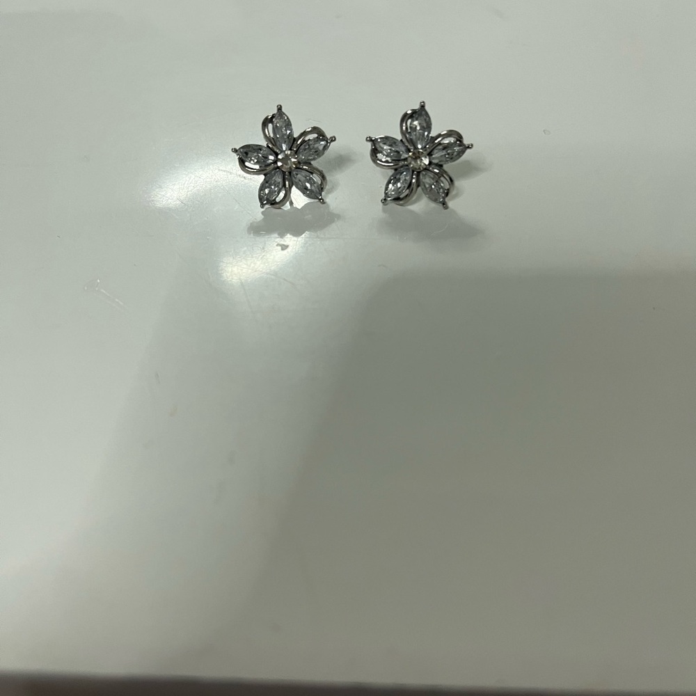 Silver Floral Stud Earrings